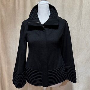 Cache Black Ribbed Collar Cardigan